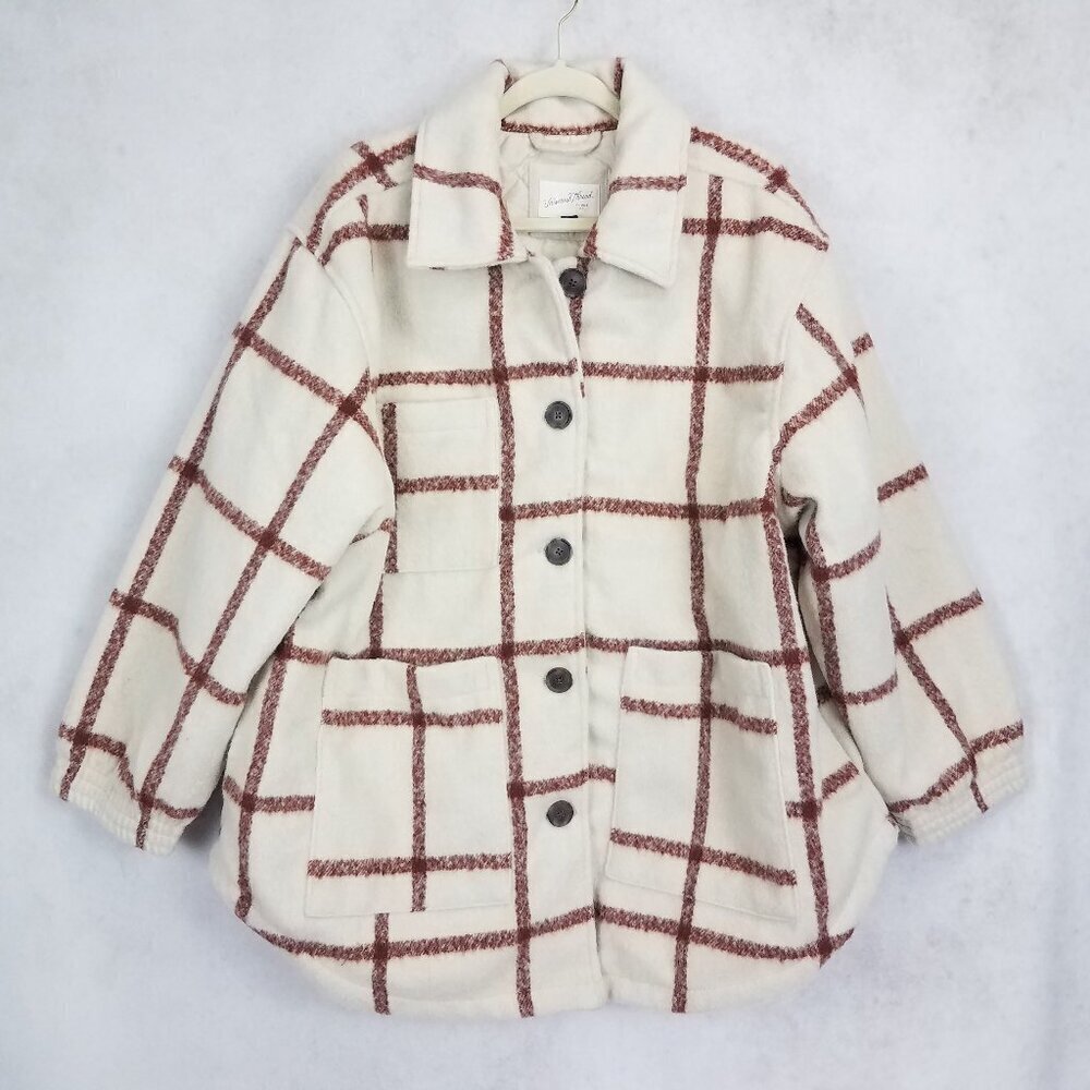 NWT Universal Thread Shirt Jacket Quilted Coat Shacket Plaid Women XXL Pockets